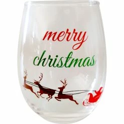 New ???? Gibson Home Merry & Bright ???? Christmas Stemless Wine Glass 18 Oz. ❤️