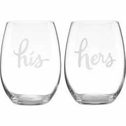 Flash Sale ???? Kate Spade By Lenox Two Of A Kind Stemless His And Hers Wine Glasses ????