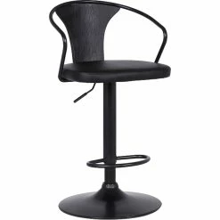 Buy ⭐ Armen Living Eagle Barstool In Black ???? Coated Finish With Black Faux Leather ????