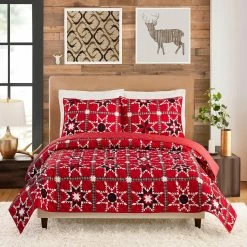 Outlet ???? 1977 Dry Goods Happy Holidays 3 Pc. Quilt Set, Red ????